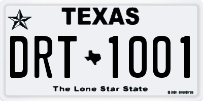 TX license plate DRT1001