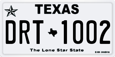 TX license plate DRT1002