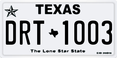 TX license plate DRT1003