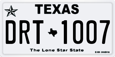 TX license plate DRT1007