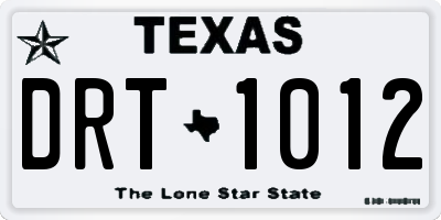 TX license plate DRT1012