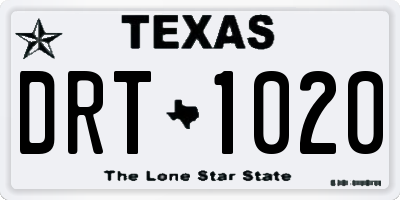 TX license plate DRT1020