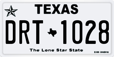 TX license plate DRT1028