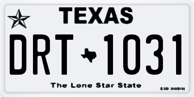 TX license plate DRT1031