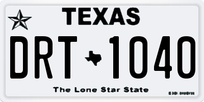 TX license plate DRT1040