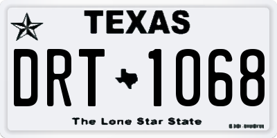 TX license plate DRT1068