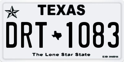 TX license plate DRT1083