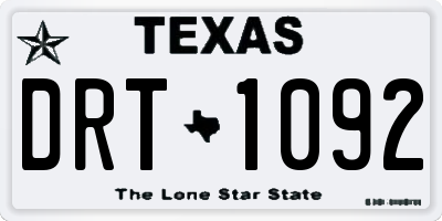 TX license plate DRT1092