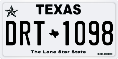 TX license plate DRT1098