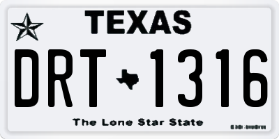 TX license plate DRT1316