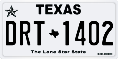 TX license plate DRT1402