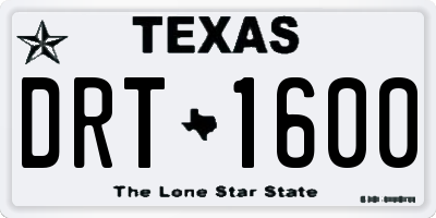 TX license plate DRT1600