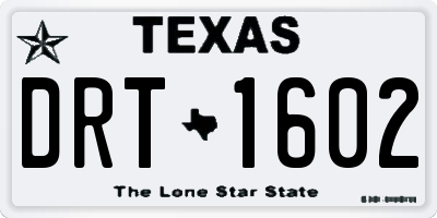 TX license plate DRT1602