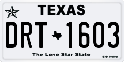 TX license plate DRT1603