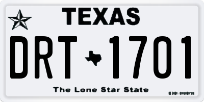 TX license plate DRT1701
