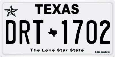 TX license plate DRT1702