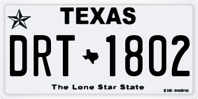 TX license plate DRT1802