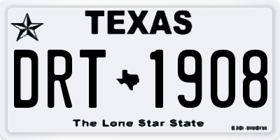 TX license plate DRT1908