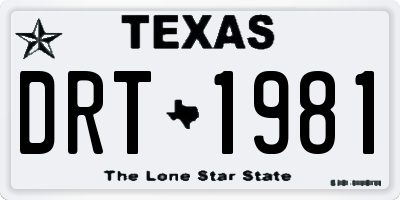 TX license plate DRT1981