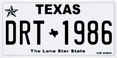 TX license plate DRT1986