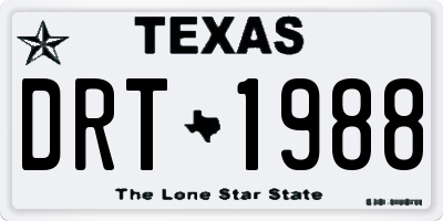TX license plate DRT1988