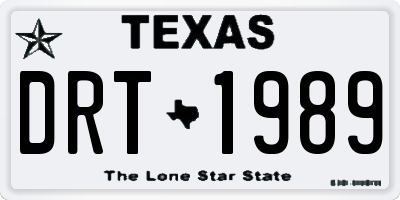 TX license plate DRT1989