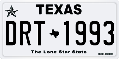 TX license plate DRT1993