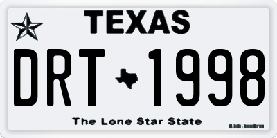 TX license plate DRT1998