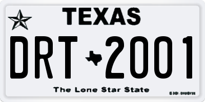 TX license plate DRT2001