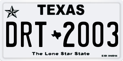 TX license plate DRT2003