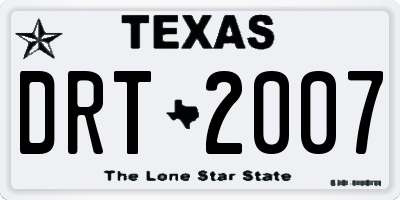 TX license plate DRT2007