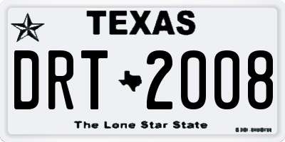 TX license plate DRT2008