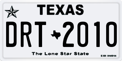 TX license plate DRT2010