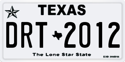 TX license plate DRT2012