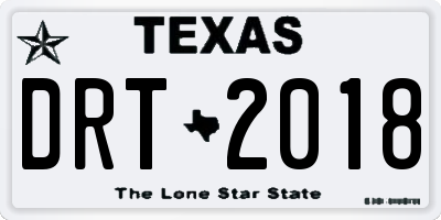 TX license plate DRT2018