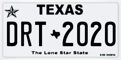 TX license plate DRT2020