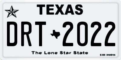 TX license plate DRT2022