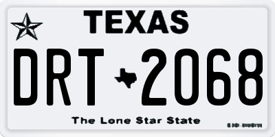 TX license plate DRT2068