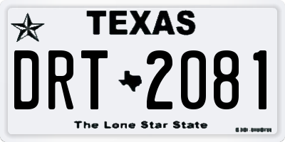 TX license plate DRT2081