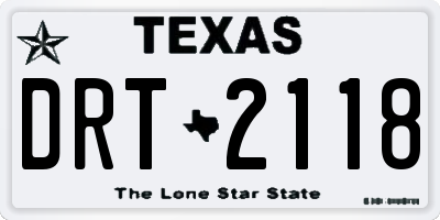 TX license plate DRT2118