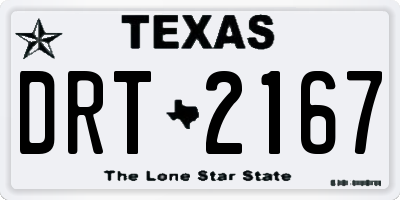 TX license plate DRT2167