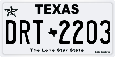 TX license plate DRT2203