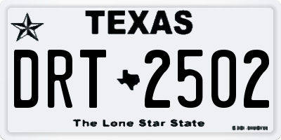 TX license plate DRT2502