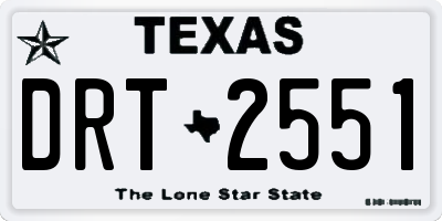 TX license plate DRT2551