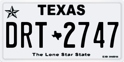 TX license plate DRT2747