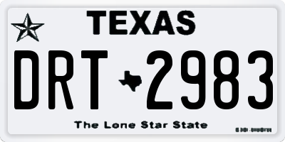 TX license plate DRT2983