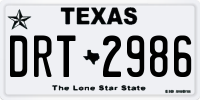 TX license plate DRT2986