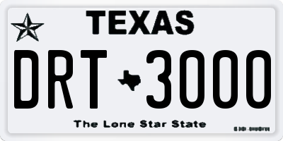 TX license plate DRT3000