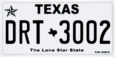TX license plate DRT3002