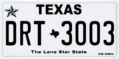 TX license plate DRT3003